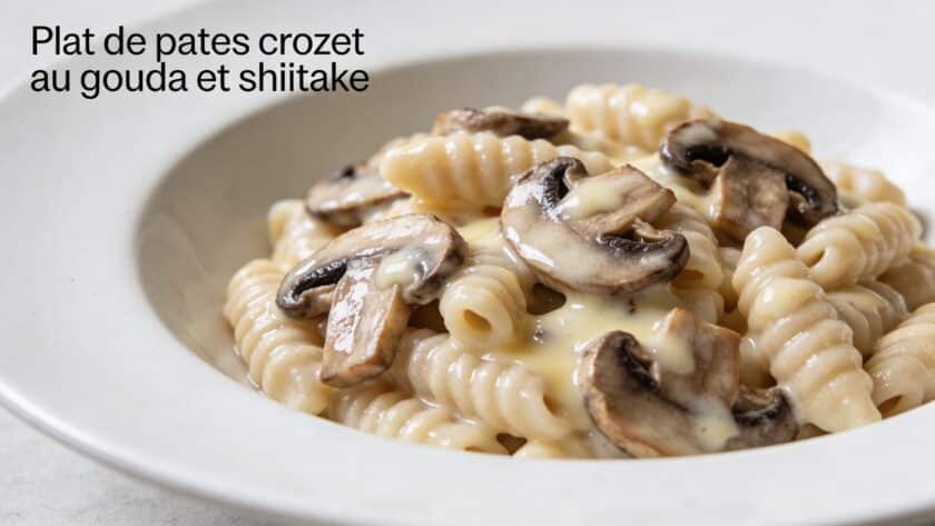 Plat de pates crozet au gouda et shiitake