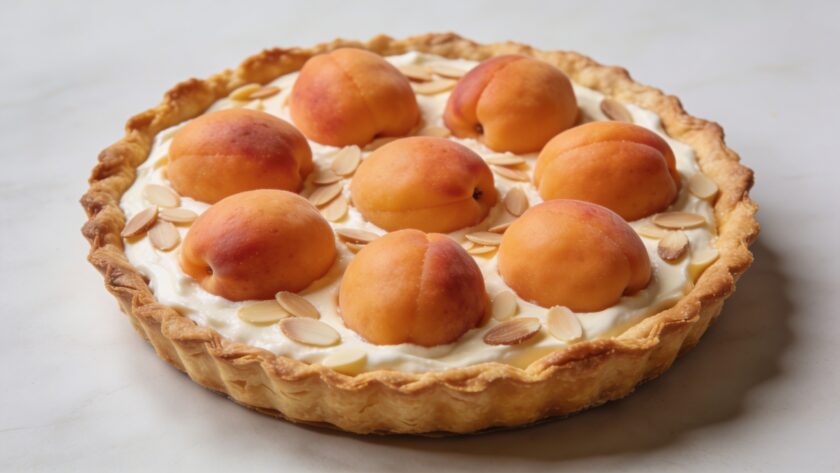 Tarte aux abricots entiers sur creme d amande