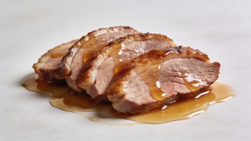 Tranches de magret de canard nappes de sauce miel